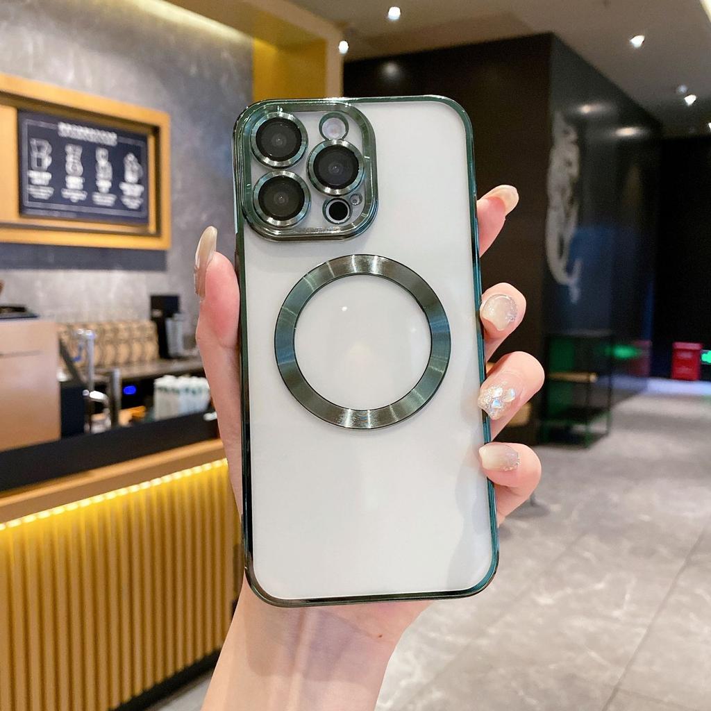For IPhone 16 ProMax Electroplated Magnetic CD Pattern for Apple 15 Phone Case 13/14 with Lens