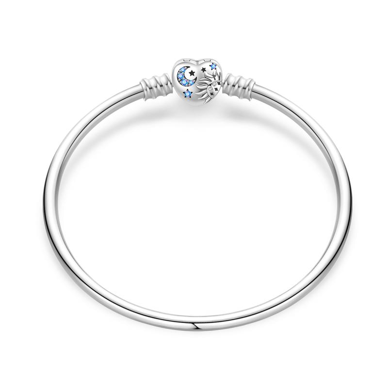 

925 Sterling Silver 17-20CM Golden Four-Leaf Clover Snake Chain Bracelet Lucky Safety Chain Fit DIY Charms Beads Women Jewelry 17cm