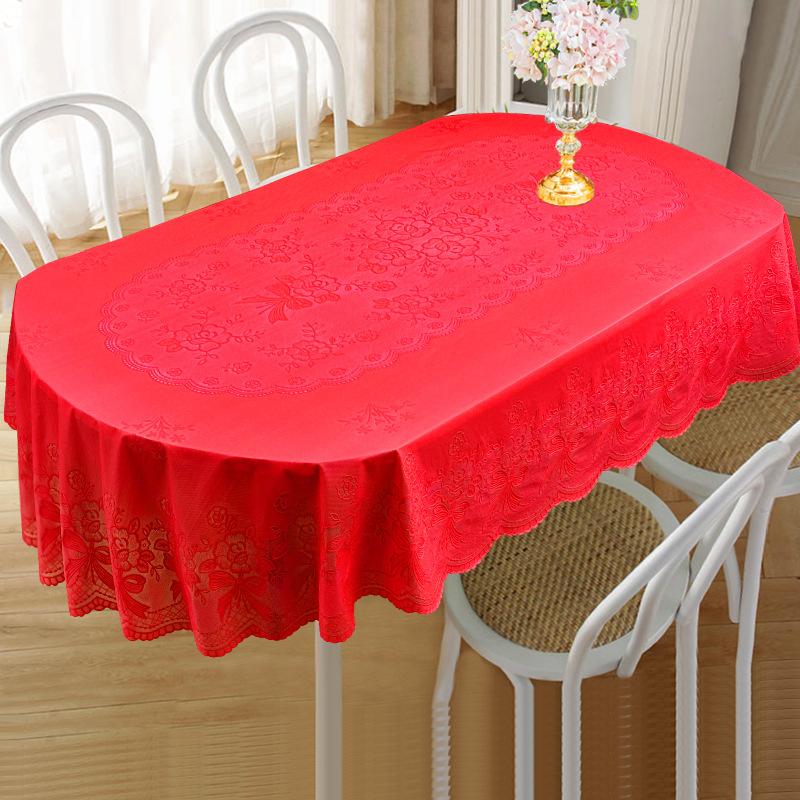 European New Oval Tablecloth Thickened Pvc Gold Foil Waterproof Oil-Proof Wash-Free Non-Slip Home Dining Decoration Table Cloth