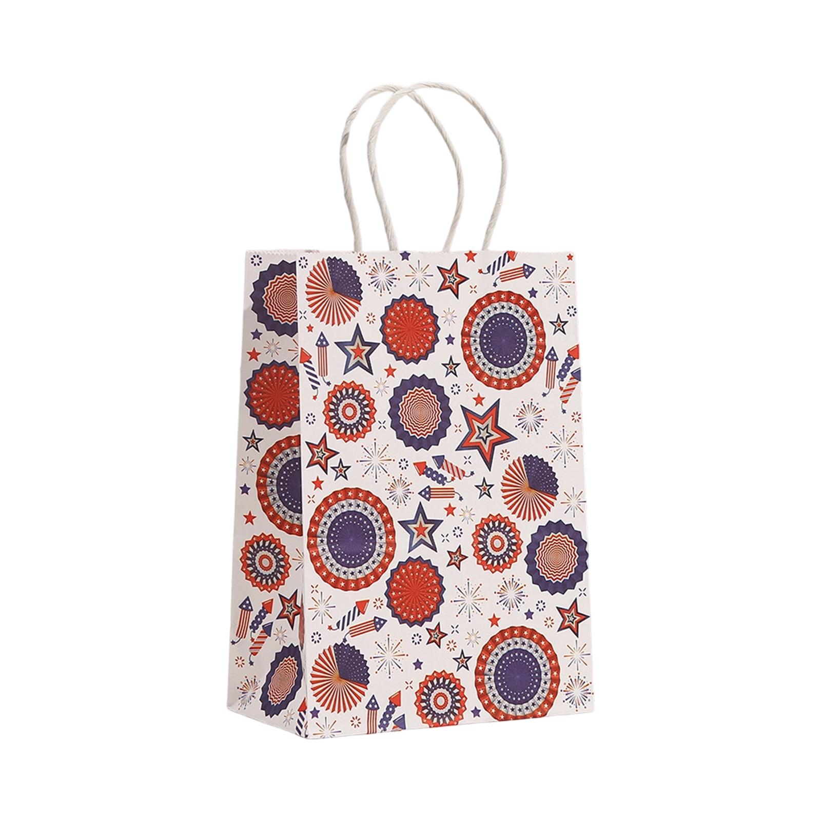 US Independence Day Themed Gift Packaging Bags Kraft Paper Bags Holiday Handbags One Size