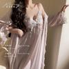 French Romantic Suspender Nightgown Super Long Women's Court Style Nightgown with Chest Pad Silk Two-piece Set of High-end Pajamas