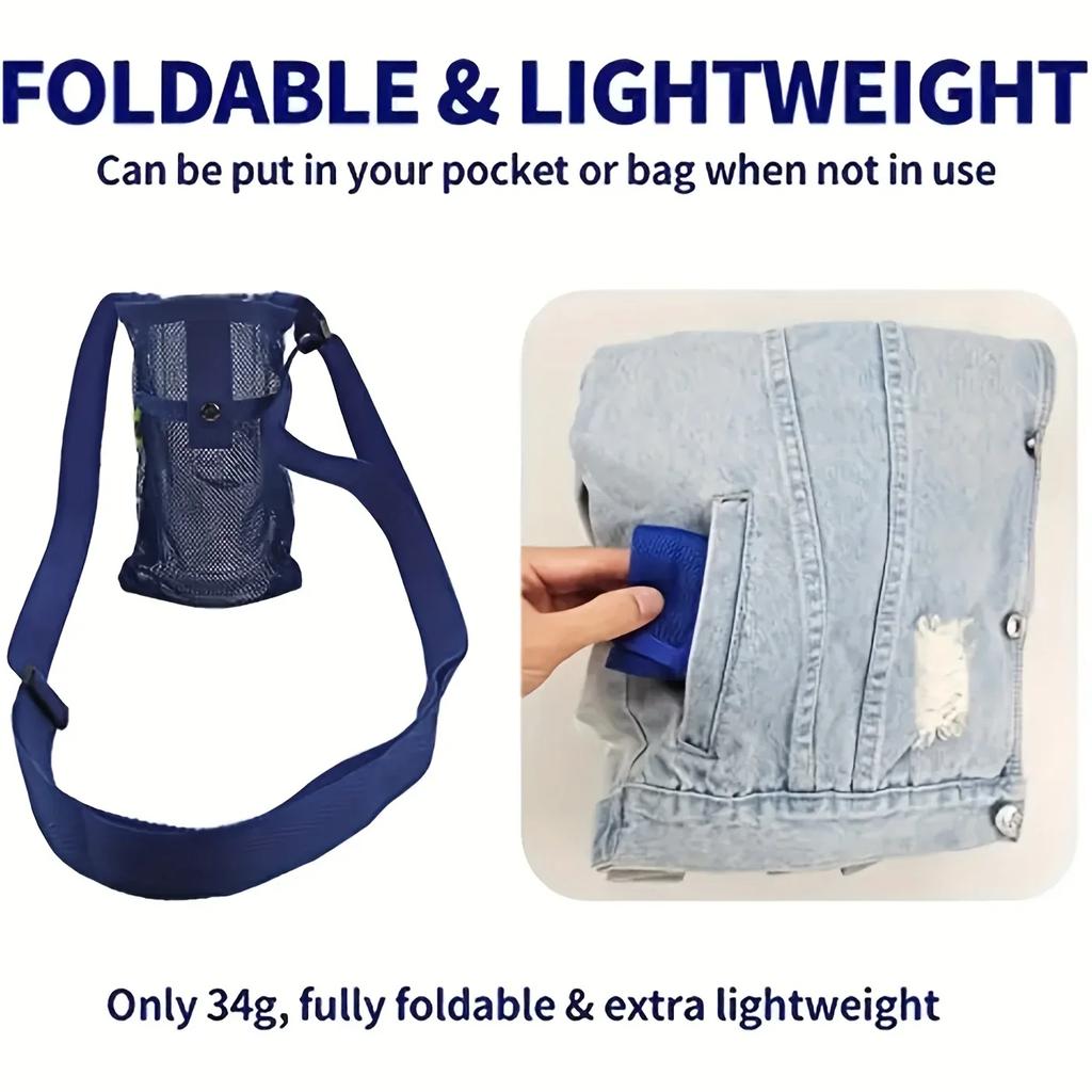 Water Bottle Mesh Cup Pouch Shoulder Carrier Mug Holder Bag Portable Mobile Phone Carry Bag for Outdoor Sports Camping