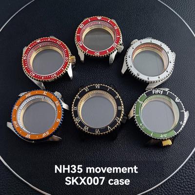 For Seiko SKX007 Series 40.5mm Dial Case with Glass Accessories for NH35 NH36 Mechanical Movement Watches Case Shell