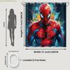 1pc Spider-Man Shower Curtain And Partition Curtain, Includes 12 Hooks, Ideal for Rooms, Residences, Hotels, Bathroom Shower C