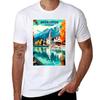 Interlaken Switzerland Vintage Travel and Tourism Advertising Print TShirt Basic Casual Short Sleeve Cotton Shirt