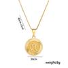 New North 12 Zodiac Sign Necklace Stainless Steel Fashion Jewelry Ancient Roman Coin Relief 12 Zodiac Pendant Necklace Women