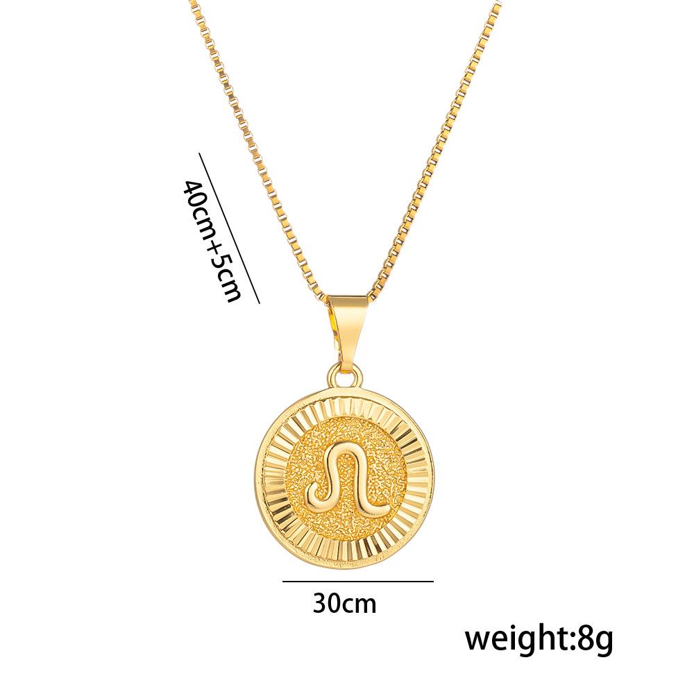 New North 12 Zodiac Sign Necklace Stainless Steel Fashion Jewelry Ancient Roman Coin Relief 12 Zodiac Pendant Necklace Women