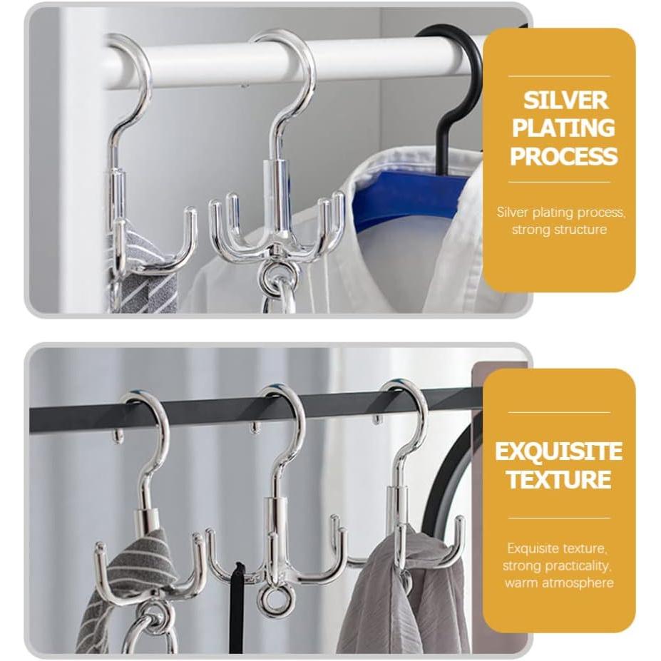 1pc Multifunctional Punch Free 4-Claw Rotating Plastic Hook, Rotation Coat Hanger, Belt Organizer, Scarf Storage Rack