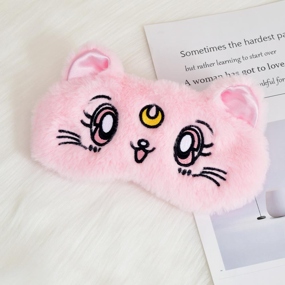 Unicorn Ears Plush Eye Mask with Embroidered Rabbit Design for Sleep Shading