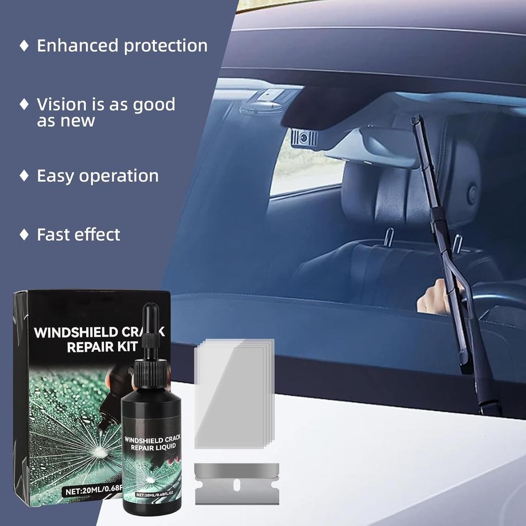 2 PCS Windshield Crack Repair Kit, Universal Cracks Gone Glass Repair Kit With Glass Crack Repair Fluid For Window & Windshield Chips & Cracks