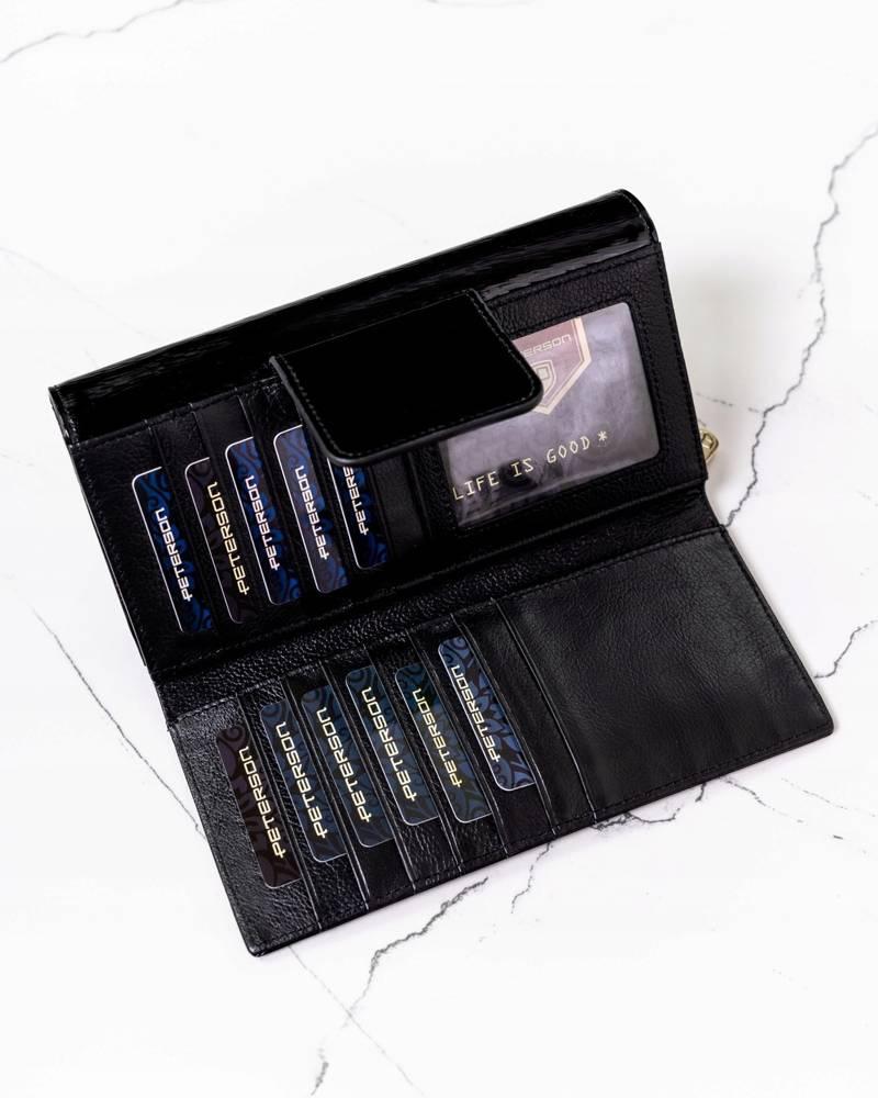 Amplio monedero de cuero para mujer con sistema RFID - Peterson