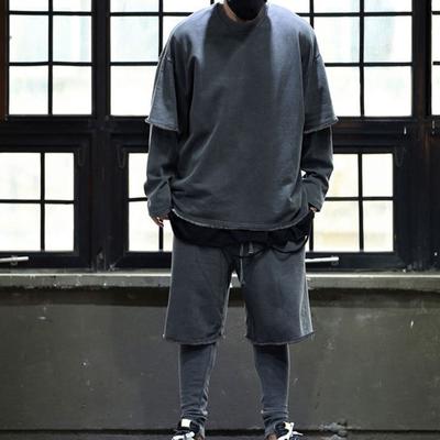 1 Conjunto Hombre Top Pantalones Color Sólido Bolsillos Verano Holgado Cordón Pantalones Cortos Conjunto para Uso Diario