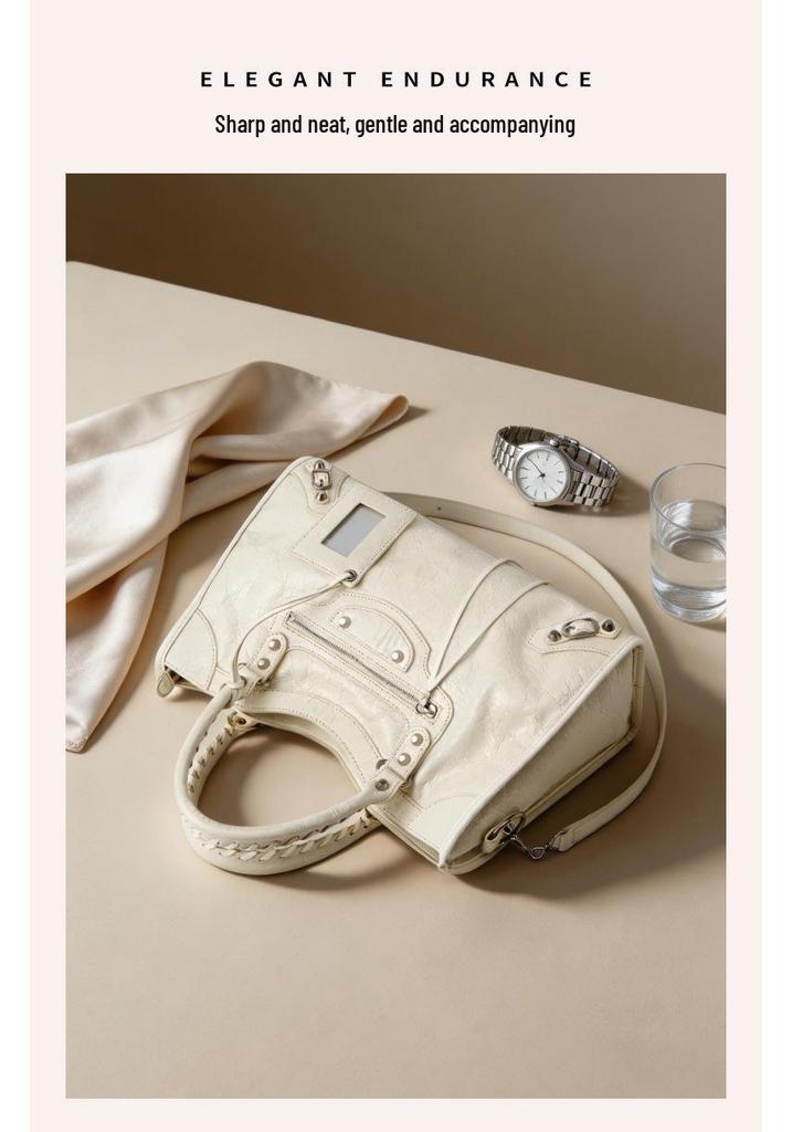 Trendy Sassy Retro Leather Studded Crossbody Motorcycle Bag - Large Capacity Tote