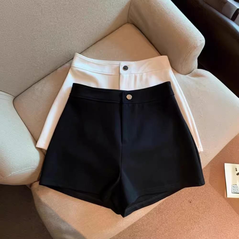 2024 Spring/Summer Women's High Waist Slimming A-line Black Elastic Hot Pants Shorts