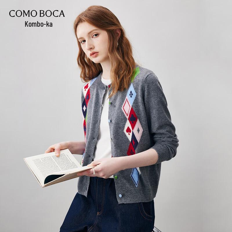 Women's Diamond Jacquard Wool Cardigan