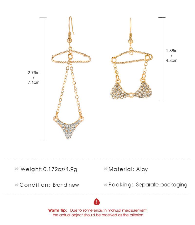 Creative Personality Punk Asymmetrical Earrings Zircon Bikini Earrings Women's Fashion Accessories