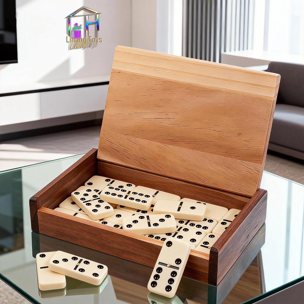 Children's Bamboo Domino Set - Educational Drawer Box Game for Parent-Child Interaction