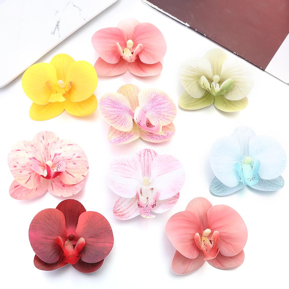 5/10Pcs Artificial Phalaenopsis 3D Small Butterfly Orchid Fake Flower Home Drapery Wall Wedding Decoration Festival Diy Wreath