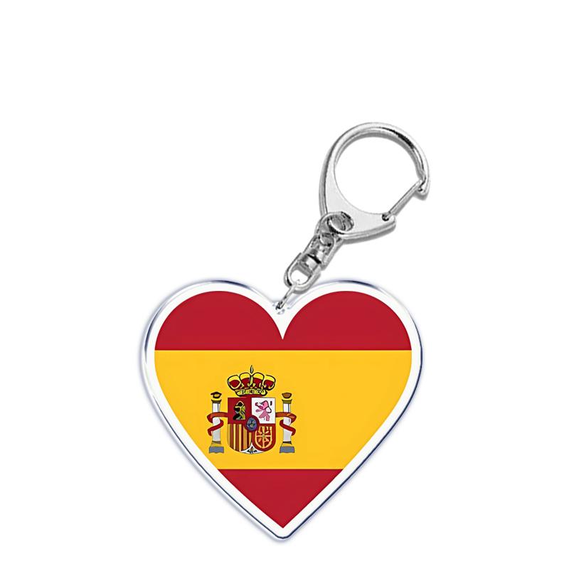 France Scotland Germany Country Love Heart Keychains Ring for Accessories Bag Pendant Key Chain Llaveros Ewelry Fans Gifts