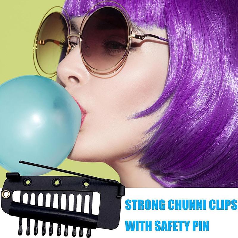 10Pcs Strong Chunni Clips with Safety Pin Wig Hair Extension Hair Clip