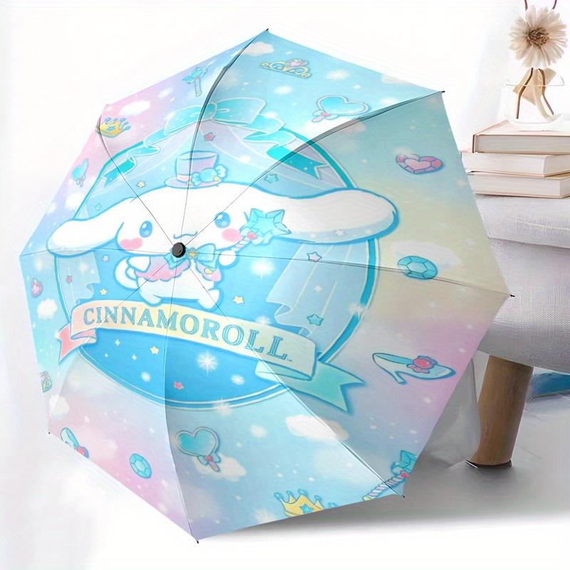 Magic Wand Cinnamoroll Durable Cartoon Folding Umbrella, Portable 3-Fold Compact Umbrella for Men and Women, Suitable for Travel or Daily Use.Y062