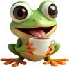 QT2471#15cm Cute Frog Drinking Coffee Car Sticker, Suitable for Laptop, Car, Truck, Van, SUV, Motorcycle, Bumper, Window