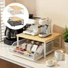 Modern kitchen microwave rack storage rack sturdy solid wood and metal structure space-saving countertop storage rack