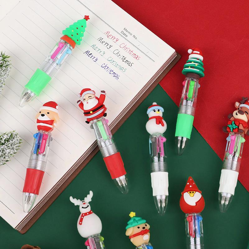 5-20Pcs Christmas Themed Pens Mini 4 Colors Ballpoint Pen Kids Christmas New Year Gifts Birthday Party Favors School Rewards