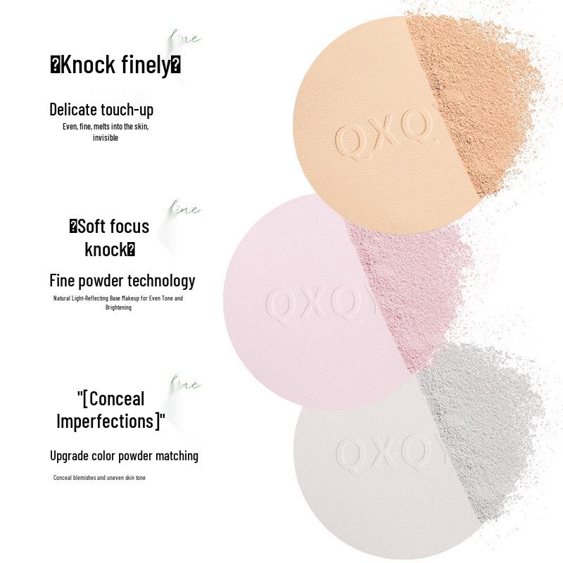 QXQY Soft Velvety Long-Lasting Matte Setting Powder for Brightening and Skin Tone Correction