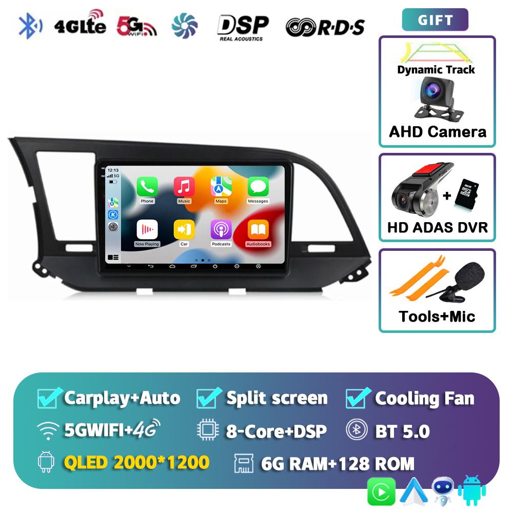 Android 14 Carplay Auto For Hyundai Elantra 6 2015 2016 2017 2018 Car Radio DPS GPS Navigaion Multimidia Video Player 360 Camera