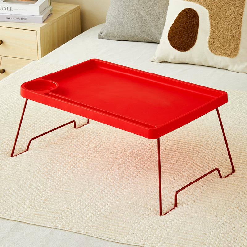 Foldable Laptop Table, Portable Lap Desk Bed Table Tray, Laptop Stand with Cup Holder & Tablet Slot & Lifting Handle for Workin