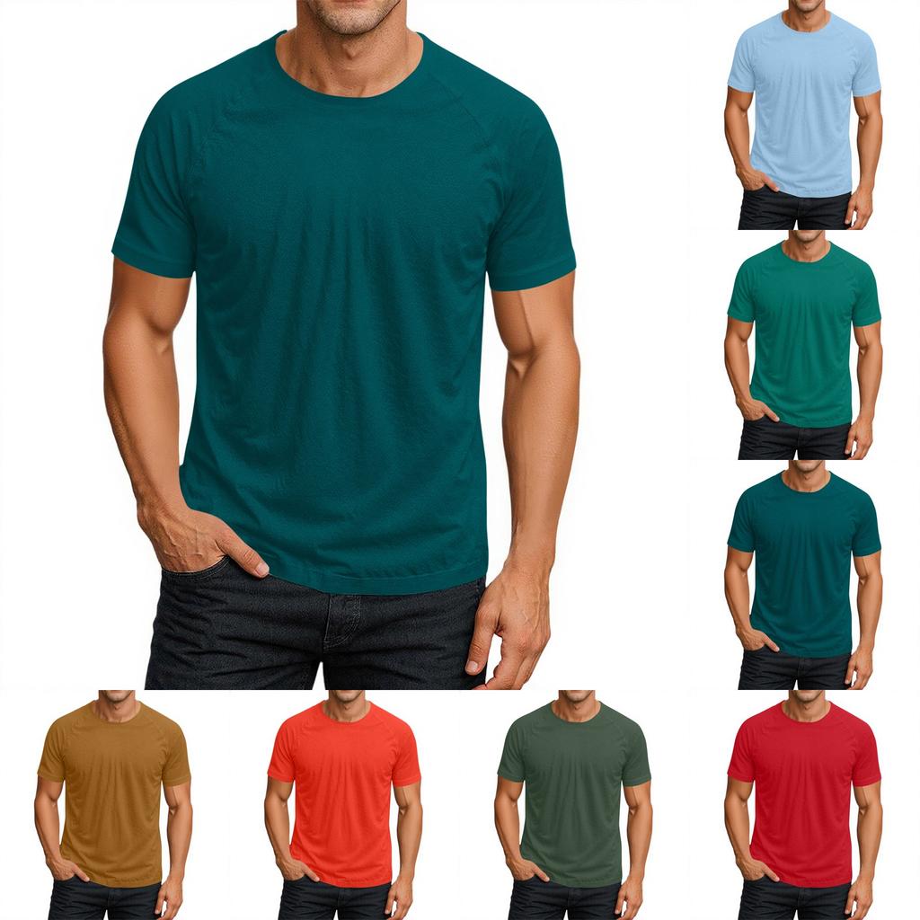 Men's Round Neck Raglan Short Sleeve Top T-shirt