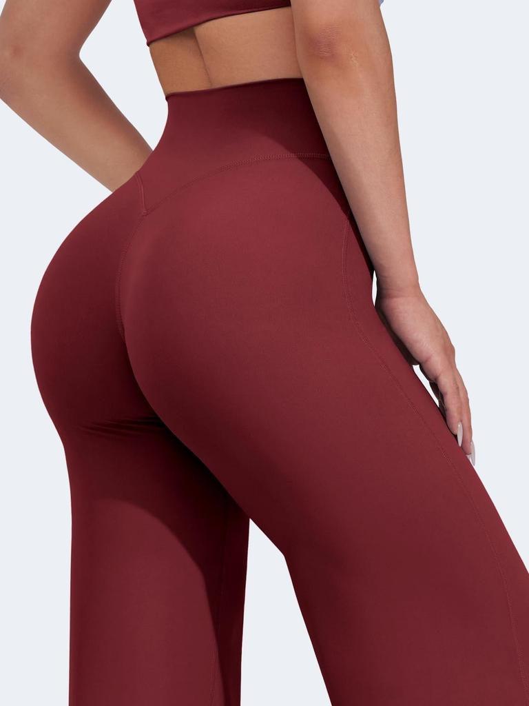 Pantaloni da Yoga a Gamba Larga Snellenti in Nylon Taglie Forti con Vita Incrociata e Sollevamento Glutei