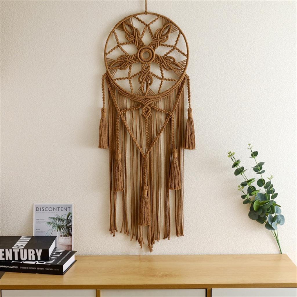 Handgjord Drömfångare Boho Drömfångare Prydnad Dekor Drömfångare Virkad Blomma Väggbonad Prydnader Hängande Tofsar