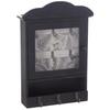 Key Cabinet, Smoked Black, 9 Hooks, Glass, Metal And Mdf