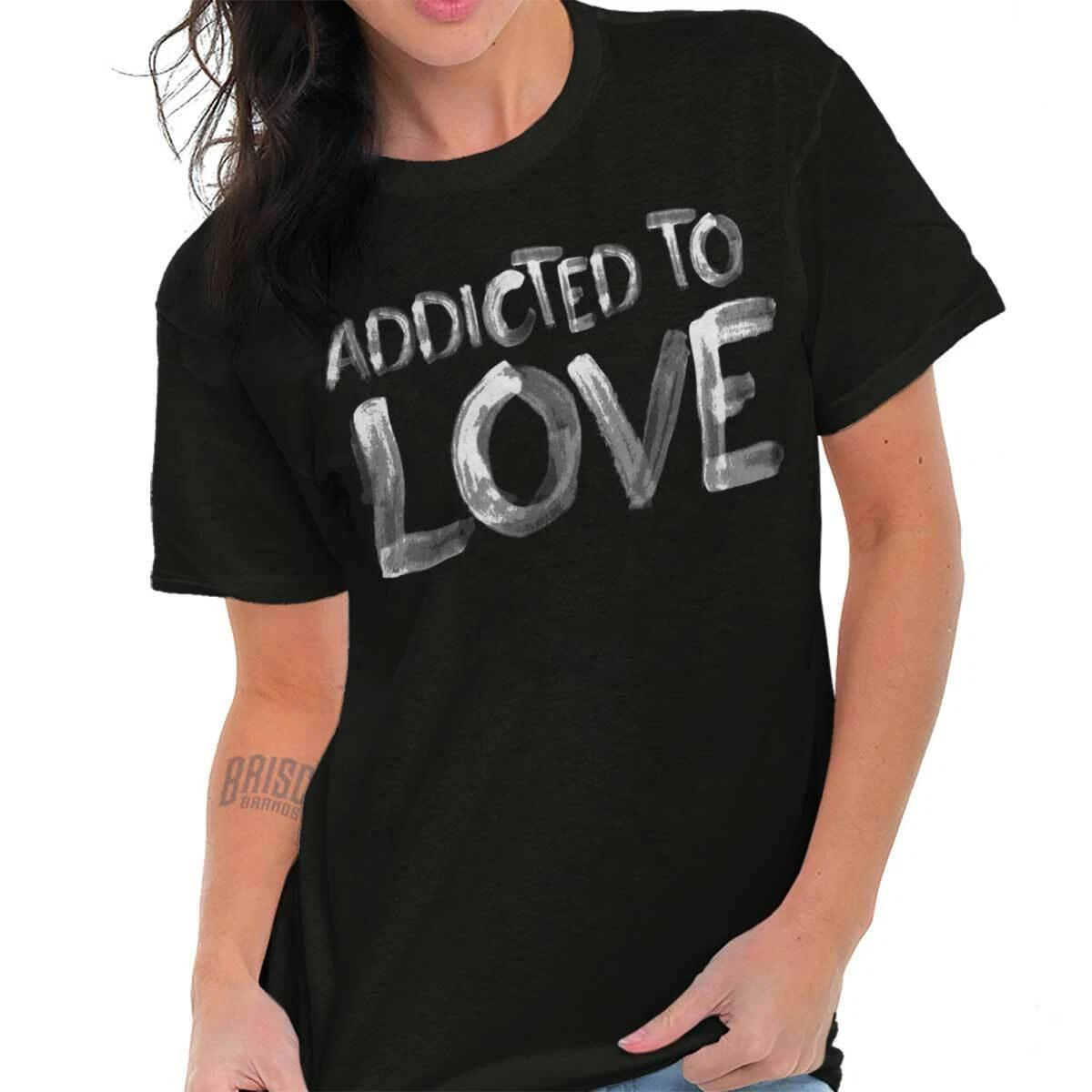 Valentine s Day Addicted To Love Watercolor Womens Graphic Crewneck T Shirt Tee XXL