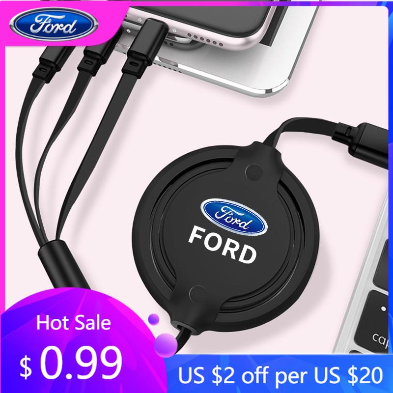 Car Sticker Hot Sell 3 In 1 Micro USB Type C Charger Cable Multi Usb Port Multiple Usb Charging Cord For Ford focus Fiesta EcoSp