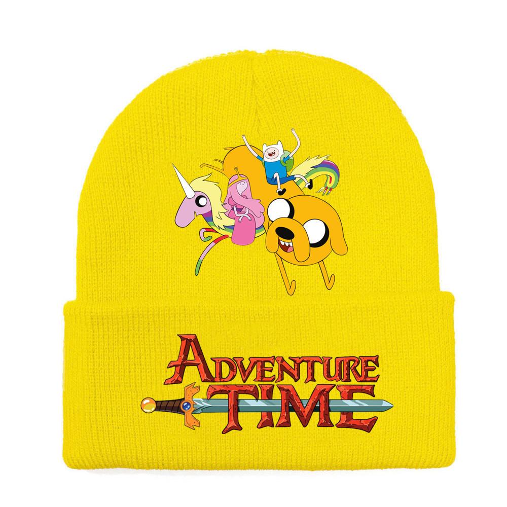 Adventure Time Cartoon Print Acrylic Knit Hat Winter Warm Unisex Beanie For Adults Teens