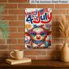 2D Flat 1pc Patriotic Metal Sign, Aluminium Metal Wall Decor, Cute Cow with American Flag Fashion Glasses & Fireworks Design | 12x8 Inch Outdoor