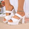 Platform Chunky Heel Mules for Women  Super High Heels  Sexy Outdoor Slipper Non-Slip Open Toes Sandals for Women