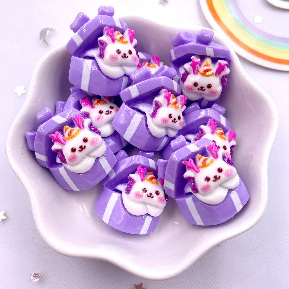 10PCS Resin Colorful Rabbit Lollipop Gift Box Cats Bear Cake Dog Flat back Figurines Scrapbooks DIY Bow Decor Accessories Crafts