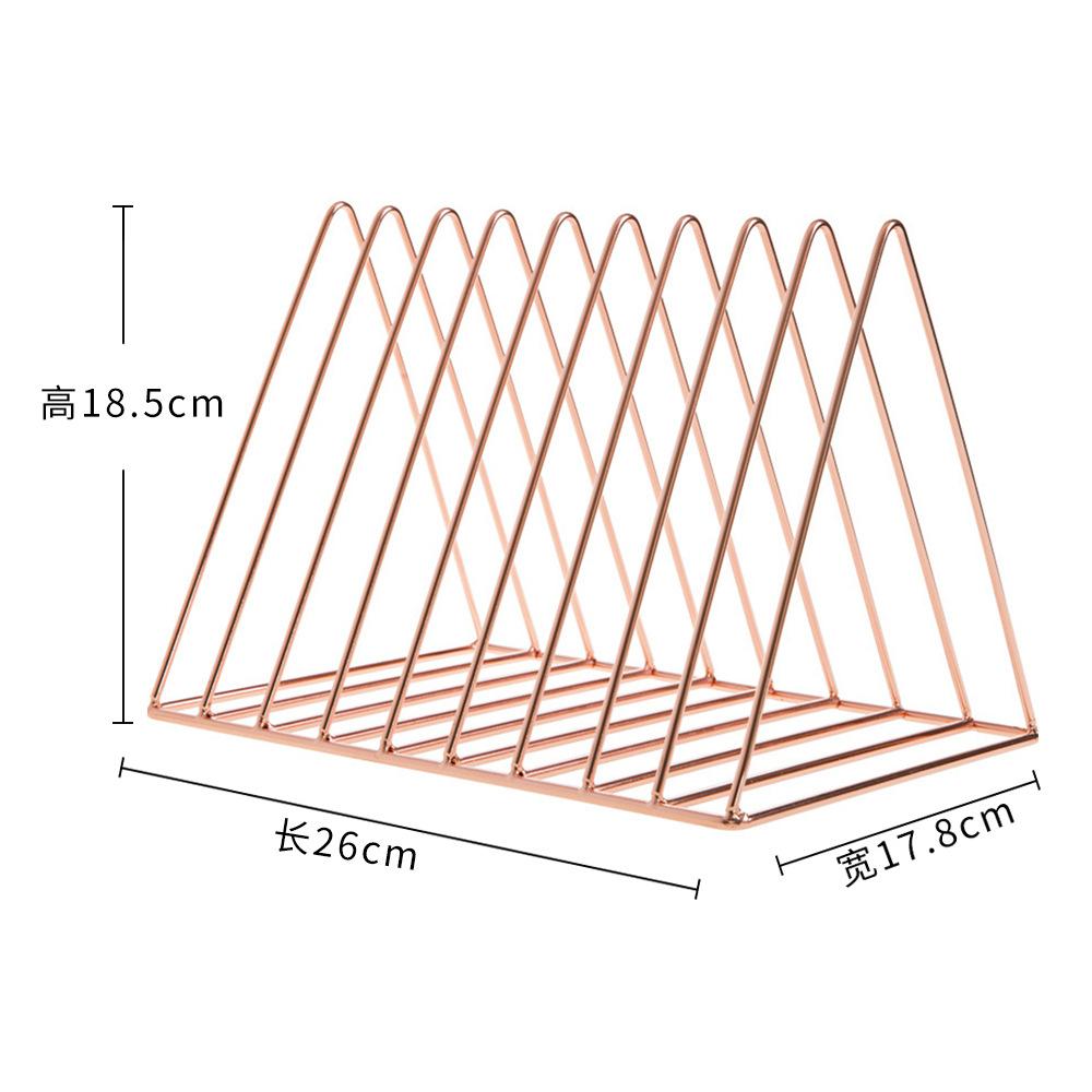 Bookshelf Rack Desktop Metal Book Block Office Newspapers Magazines Storage Scandinavian Decor  Holder Stand Golden Shelf