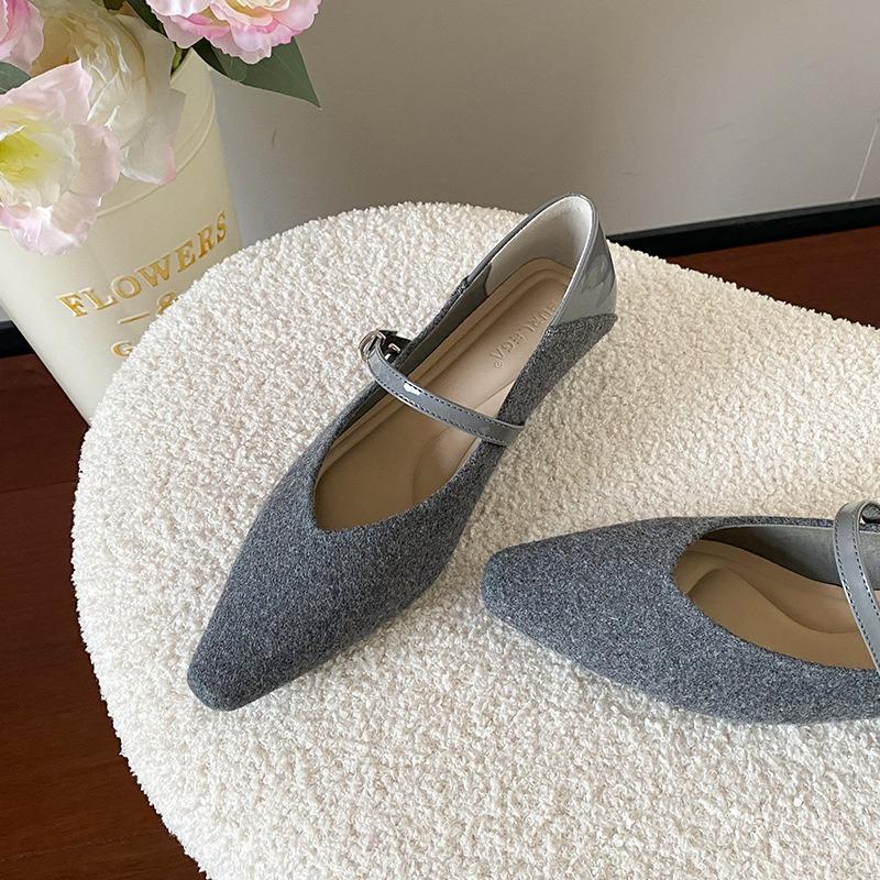 Suede Small Square Head Wedge One-word Buckle with Mary Jane Shoes Temperament Commuting Low Heel Soft Sole Light Mouth Single Shoes Women