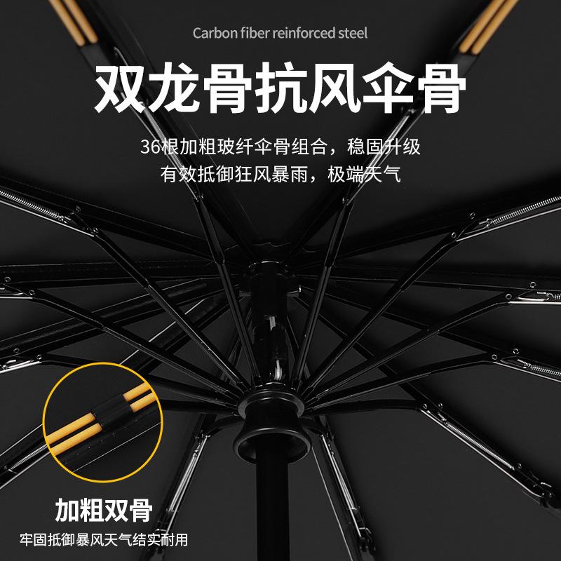 Fully automatic folding umbrella Large men's reinforced thickened and strong wind and rain resistant women's sun umbrella Parasol