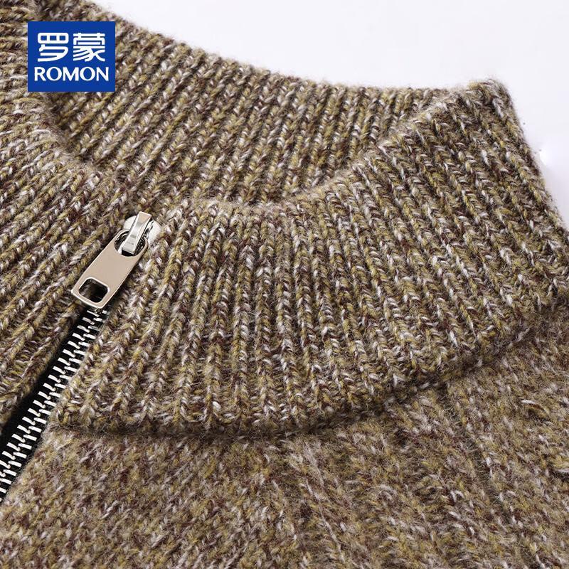 ROMON Men's 100% Wool Thick Knit Cardigan Sweater