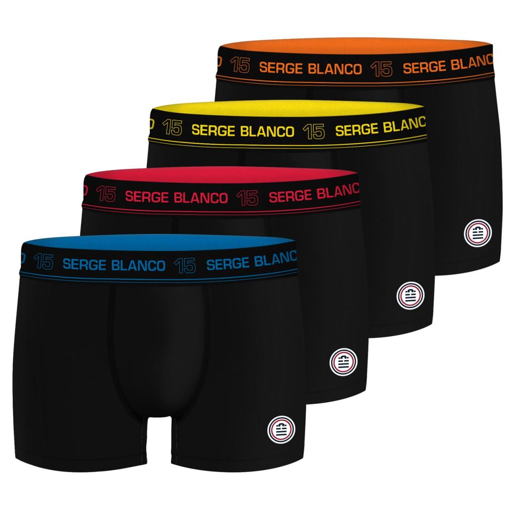 Set of 4 Men's Cotton Boxers Class Plain with Colorful Waistband