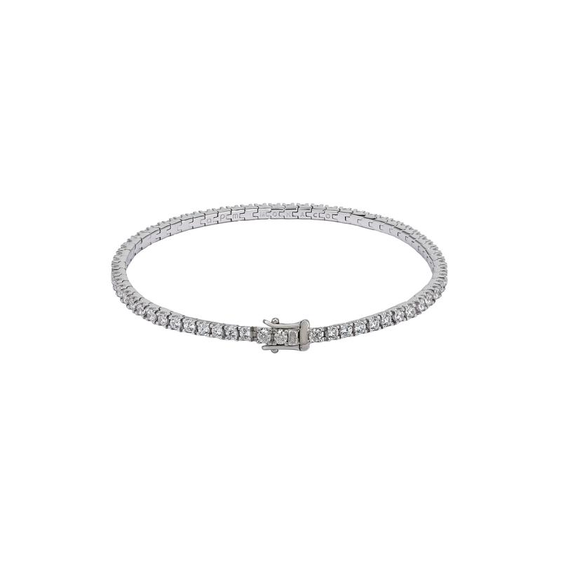 APM Monaco Pave tennis classic simple fashion design synthetic cubic zirconia alloy bracelet women s silver WB5615OX