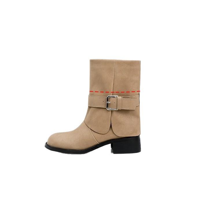 Suding~ Thick-soled heightening short boots for women's 2025 autumn new western jeans tube boots thick heel short boots Martin boots