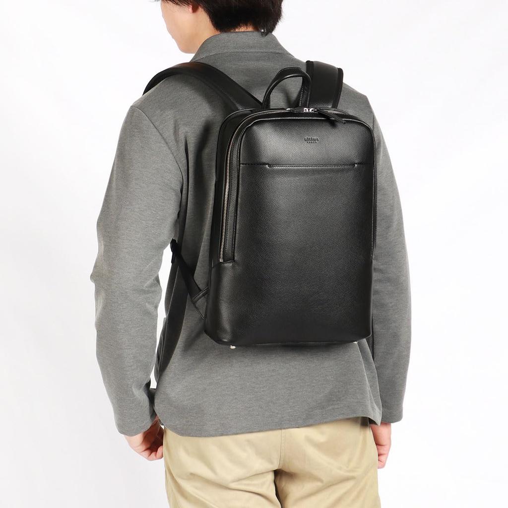 Ultima Men's Water-Repellent Cowhide Leather Slim Business Backpack, Fits B4 Size and 14.0-inch Laptops, "Ivano" No. 11961