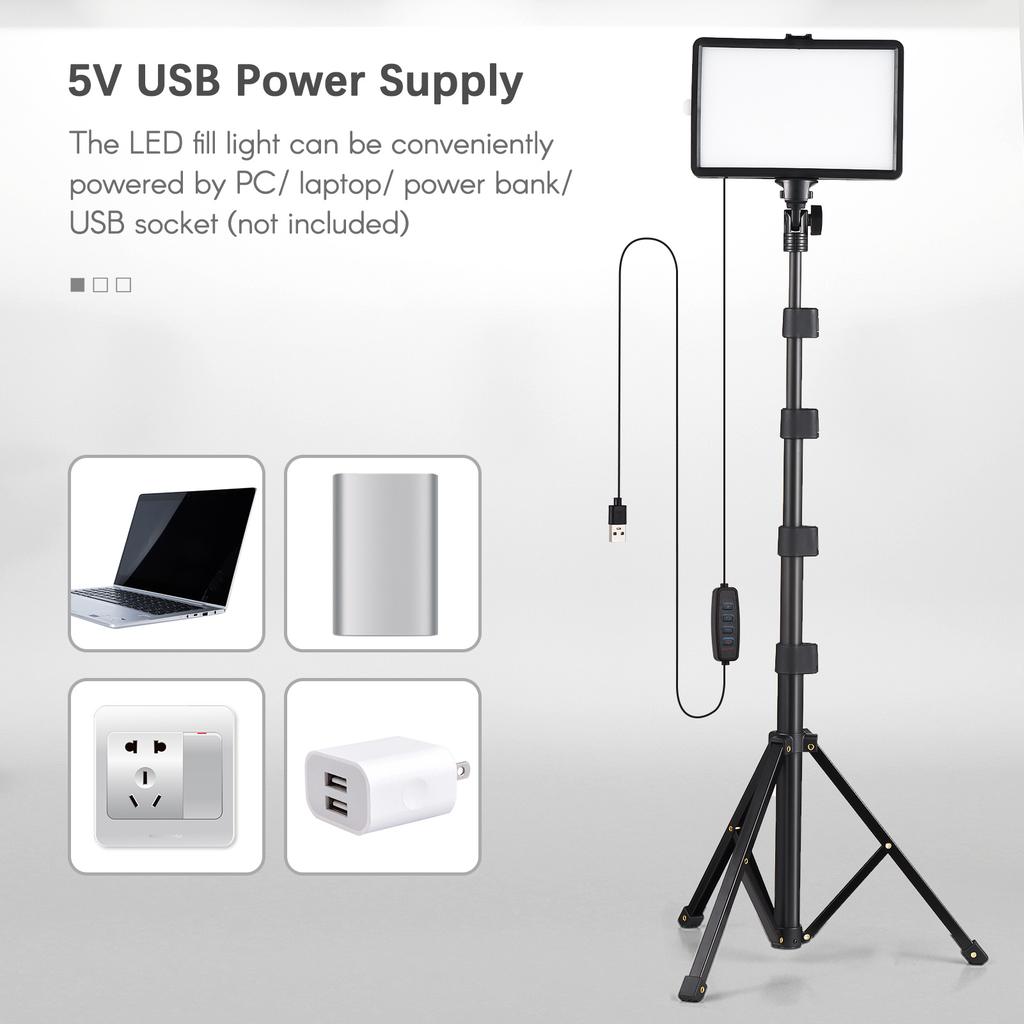 2 Pack USB LED Video Lights Kit Bi Color Temperature Fill Lights 10 Level Brightness with Light Stands Color Filters